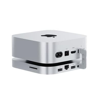 BEELINK EX Mate Mini-A for Mac mini M4 Dock, 80Gbps Aluminum Alloy Stand with Dual M.2 PCle SSD Solts 16TB（8TB*2,USB-C*1、USB-A 3.0 * 2、2.5G LAN*1、SD4.0 * 1、Type-C(PD3.0)*1,Silver