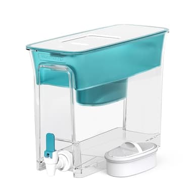 Waterdrop Slim Water Filter Dispenser, Large Capacity, 35-Cup Water Filter Pitcher, 200-Gallon Long-Life, 5X Lifetime, Reduces Chlorine, PFOA/PFOS and More, BPA Free, Turquoise (with 1 Filter)