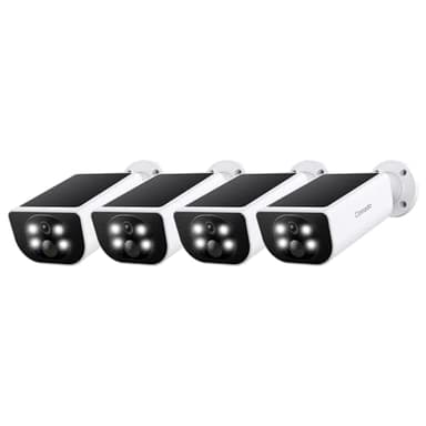 Cinnado Security Cameras Wireless Outdoor - Home Security Cameras Solar & Battery Powered with 2K Color Night Vision, 2-Way Talk & Spotlight, Continuous Power, 2.4 GHz Wi-Fi, Easy Set Up, S1 4 Pack