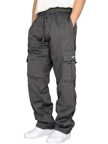 CEHT Men's Cargo Sweatpants Joggers Casual Pants with Pockets for Hiking Athletic Workout Dark Grey