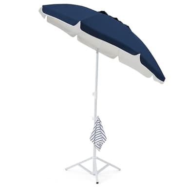 JEAREY 6.5ft Sun Shade Umbrellas, Portable Umbrella with Stand, Lightweight Sun Protection Free Standing Sport Umbrella for Outdoor Sports, Camping, Fishing, Patio, Beach, Navy