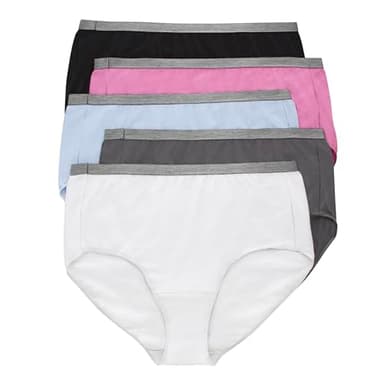 Hanes Women's Brief Underwear, Stretch Brief Panties for Women, Tag-Free Underwear, 5-Pack