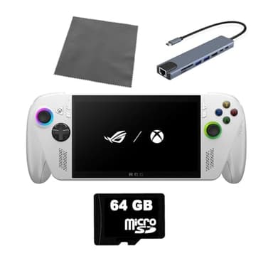 ASUS ROG Ally 512GB SSD AMD Ryzen Z2 A CPU Handheld Gaming Console 7-inch Touchscreen 120Hz, CyberEZQ 8 in 1 USB C Hub, 64GB MicroSD Card, 4 Accessories: 5 in 1 Bundle