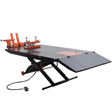 APlusLift MT1500X 1500LB Air Operated 48" Width Motorcycle ATV Lift Table with Side Extensions / 2 Year Warranty