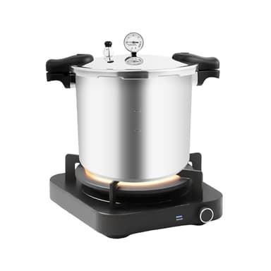 23 Quart Aluminum Pressure Cooker, 22L Large Capacity Stainless Steel Pressure Canner w/Pressure Gauge & Release Valve, 90kPa Max Pressure for Pot Meat, Poultry & Vegetables