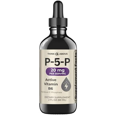 P5P Liquid Drops – Activated Vitamin B6 (Pyridoxal-5-Phosphate) – Fast Absorption Formula – Nervous System & Energy Support – 2 oz (60 mL) – Think Above