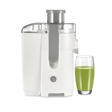Hamilton Beach HealthSmart Juicer Machine, Compact Centrifugal Extractor, 2.4” Feed Chute for Fruits and Vegetables, Easy to Clean, BPA Free, 400W, White (67501)