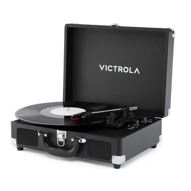 Victrola Journey II (2025 Model) – Bluetooth Suitcase Record Player – Built-in Stereo Speakers with Enhanced Bass, 3-Speed Turntable, Bluetooth Input and Output, RCA & Headphone Outputs (Black)