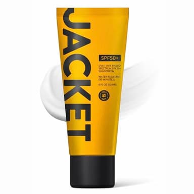 JACKET Sunscreen SPF 50+ | Mineral Sunscreen with Vitamin C | Water Resistant 80 Min, Natural, Reef Safe | UVA/UVB Broad Spectrum Protection for Face & Body, 4 FL Oz
