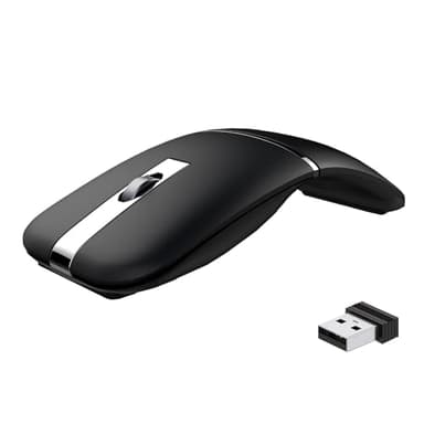 Bluetooth Wireless Arc Travel Mouse, Dual Model (2.4G+BT5.1) Rotating Foldable Mouse for Microsoft, Rechargeable Slim Portable Mice for Laptop, Notebook, PC, MacBook, Chromebook, Lenovo - Black
