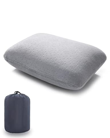 Travel Pillow Small Camping Pillow Memory Foam Bed Neck Soft Home Pillow Lightweight Easy to Carry Removable Pillow Cover for Travel,Sleeping,Nap and Neck,Knee,Leg,Lumbar Support Pillow (Light Gray)