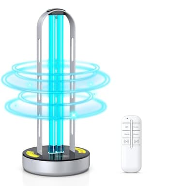 ZETAWALE UV Light Sanitizer, 100W Ultraviolet Lamp with Remote Control for Bed Bugs and Dust Mites, Home Disinfection Device UV Lamp with Motion Sensor,3 Speed Timings for Home, Room & Kitchen