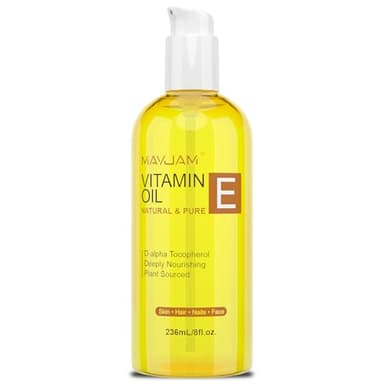 MAYJAM Organic Vitamin E Oil 50,000 IU for Skin, Pure & Natural Vitamine oils for Scars Hair, Face, Nail, Scalp Bath and Body Oil, Tocopherol to Repair Damaged Skin, Moisturizing Dry Skin, 8 Fl Oz