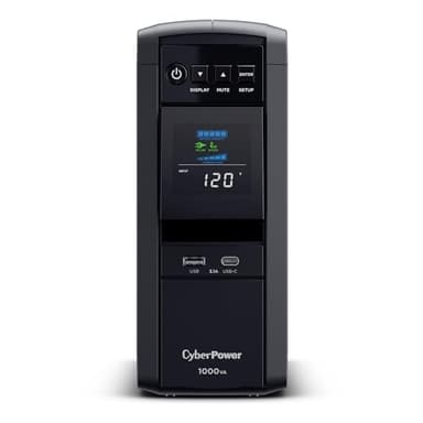 CyberPower CP1000PFCLCD PFC Sinewave UPS Battery Backup and Surge Protector, 1000VA/600W, 10 Outlets, AVR, Mini-Tower, UL Certified