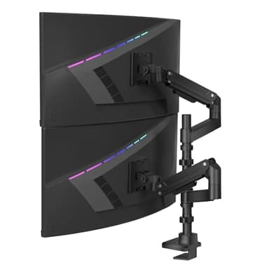 WALI Dual Monitor Mount for Ultrawide Heavy Duty Curved Monitor Stacking, Dual Monitor Arms Fits 13-49 Inch for Ultrawide Screens up to 44lbs, 49 inch Monitor Arm, Black