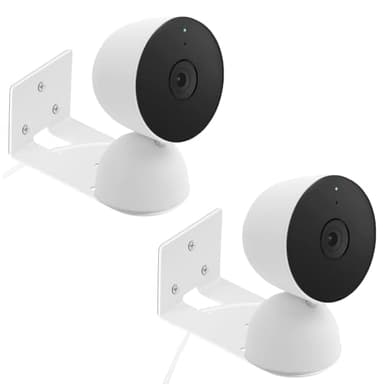 2Pack Adhesive Wall Mount Bracket for Google Nest Cam Indoor Security Camera Wired- 2nd Generation, VHB Stick On or No Drilling Mounting Get The Best View,Two Ways Installation