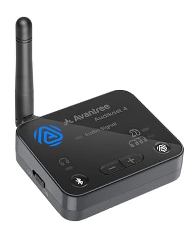 Avantree Audikast 4 - Auracast & Bluetooth TV Transmitter for Headphones & Selected Hearing Aids, aptX Adaptive & HD, Optical & AUX Output, Future-Ready & Upgradeable