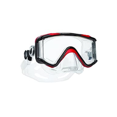 SCUBAPRO Crystal Vu Plus Scuba Mask with Purge Valve, with Ultra Clear Tri Lens for Diving, Red/Gray