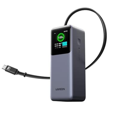 UGREEN Nexode Power Bank 20000mAh 165W with Built-in USB C Cable Laptop Travel Portable Charger, 100W Input, Fast Charging for MacBook Pro/Air/iPhone 17/16/iPad Pro/Galaxy S26 Ultra/Dell/HP and More