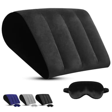 Inflatable Wedge Pillow for Traveling & Sleeping– Portable Bed Wedge Cushion With Silk Eye Mask for Leg Elevation,Back Support & Relaxation,Compact Lumbar Pillow for Camping, Home Use& Outdoor Trips