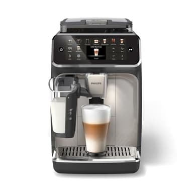 Philips 5500 Series Fully Automatic Espresso Machine, LatteGo Milk System, Integrated Grinder, 20 Hot & Iced Coffee Pre-Sets, SilentBrew, 15-Bar, Black Chrome (EP5544/94) (Renewed)
