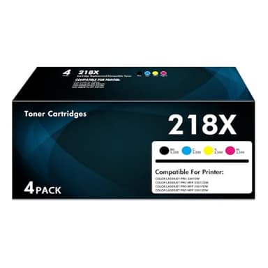 218X Toner Cartridges 4 Pack Pro MFP 3301fdw 3201dw Toner Compatible for HP 218X High Yield 218A for Color LaserJet Pro 3201dw MFP 3301 Series 3301sdw 3301cdw Printer Ink W2180X W2180A (with Chip)