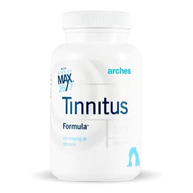 Arches Tinnitus Formula - Now with Ginkgo Max 26/7 - Natural Tinnitus Treatment for Relief from Ringing Ears - 100 Count Bottle - 25 Day Supply, Ginkgo biloba extract, zinc picolinate, deodorized garlic