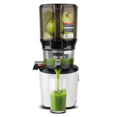 Kuvings AUTO10 Cold Press Juicer White - Hands-Free Masticating Juicer With 240W Motor - Quiet Electric Machine With 100 Ounce Batching Hopper for Juice, Smoothies, Nut Milk, and Sorbets
