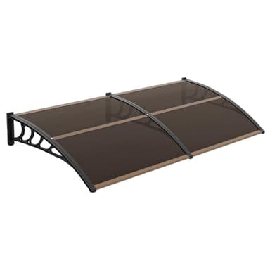 VINGLI Window Awning Door Canopy Exterior, 40" x 80" Awnings for Doors Polycarbonate Cover Patio Door Awning Rain Snow Sunlight Protection Hollow Sheet (Brown Board & Black Bracket)