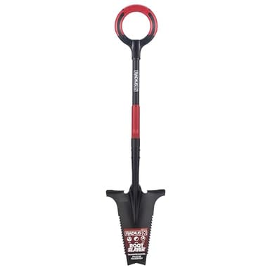 Root Slayer RS220 Heavy Duty Garden Shovel with Serrated Blade for Digging and Root Removal, Steel Spade