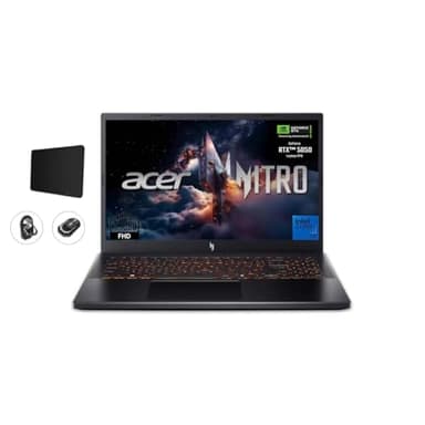 acer Nitro V Gaming Laptop, 15.6" FHD IPS Display, 165Hz, Intel i5-13420H, NVIDIA GeForce RTX 5050 with 8GB GDDR7 VRAM, 16GB RAM, 512GB SSD, BK, Win11H, Obsidian Black, TWE Accessories