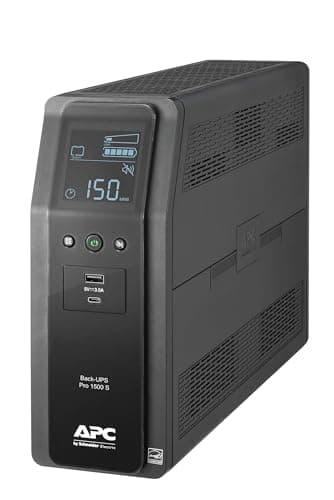 APC Back-UPS Pro Sinewave UPS, 1500VA/900W UPS Battery Backup & Surge Protector, AVR, 10 Outlets, LCD, USB-C Charging, UL Certified, BR1500MS2 Uninterruptible Power Supply for Computers, Electronics
