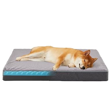 WATANIYA PET Cooling Dog Beds for Large Dogs, Memory Foam Large Sized Dog Bed, Washable Orthopedic Dog Bed for Crate with Joint Relief Memory Foam, Waterproof Liner and Plush Cover(35’’x 22’’)