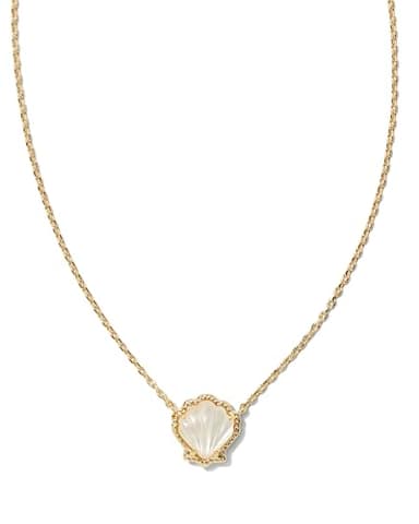 Kendra Scott Brynne Shell Short Pendant Necklace, 14k Gold-Plated Brass, Ivory Mother Of Pearl, Fashion Jewelry for Women