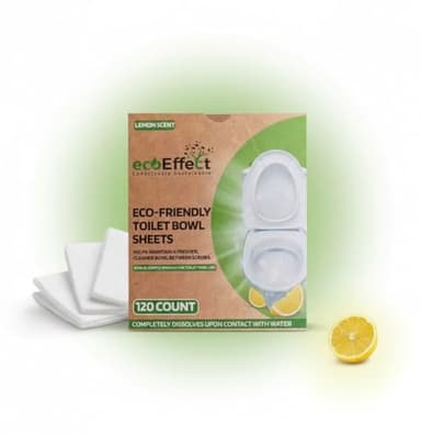 ecoEffect™ Toilet Bowl Cleaner Sheets | 120 Cleans | Natural | Quick Dissolve | Deodorizing Citrus Scent | Biodegradable | Septic Safe | Eco-Friendly | NO PLASTIC