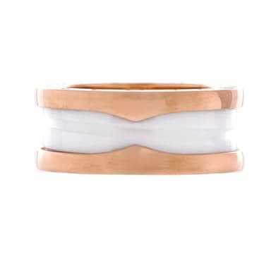 Bvlgari, Pre-Loved B.Zero1 Two Band Ring 18K Rose Gold and Ceramic, Rose Gold