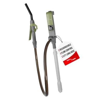 TERA PUMP [ 2nd Gen ] Fuel Transfer Pump w/Quick Flow Control Nozzle & Telescopic Tube, Powerful Rechargeable Battery, 4.9 FT Hose, Multipurpose Portable Battery Pump For Gas, Diesel, Water (3.2 GPM)