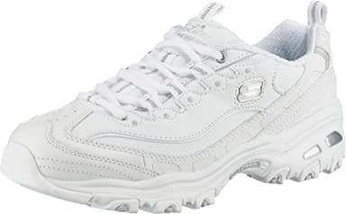 Skechers Sport womens D'LITES FRESH START Memory Foam Lace-up Sneaker,White Silver,8 M US