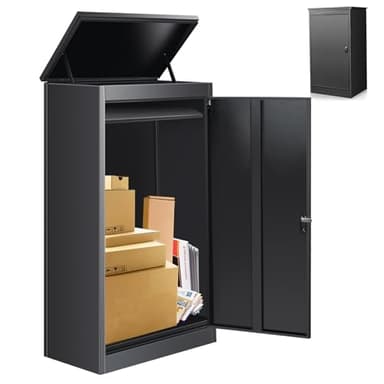 Package Delivery Boxes for Outside, Extra Large Parcel Drop Boxes with Secure Storage, Anti-Theft Galvanized Steel,Waterproof Package Delivery Box for Outdoor Porch (20.86''L x 16.53''W x 34''H)