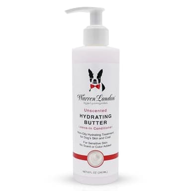 Warren London Hydrating Butter Leave in Pet Conditioner for Dogs | Lotion for Skin and Coat | Aloe Puppy & Dog Conditioner for Hair Detangler, Dry Skin, & Dandruff | Unscented 8oz