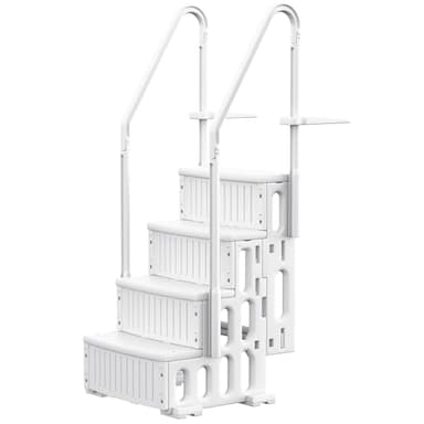Devoko Above Ground Pool Ladder with Non-Slip Steps, Heavy Duty Swimming Pool Ladder with Double Handrails&4 Stairs, for 48 to 54 inch Inground and Pools Above Ground (White)