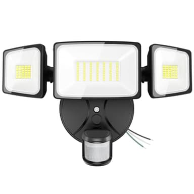 Onforu 75W LED Flood Light Motion Sensor Outdoor, 7000lm Dusk to Dawn Flood Light, Security Light with Three Head, IP65 Waterproof Exterior Floodlight, 6500k Wall Light for Entryway Stairs Yard Garage