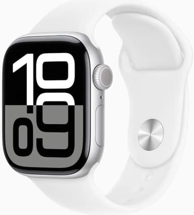 Apple Watch Series 10 [GPS, 42mm] - Silver Aluminum Case with White Sport Band, M/L (Renewed)
