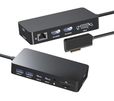 Surface Docking Station, 12-in-1 Triple Displays VGA +Dual HDMI Surface Dock, Surface Docking Station for Surface Pro 11/10/9/8/X/7/6/5/4/3,Surface Laptop 7/6/5/4/3/2/1,Surface Book Go