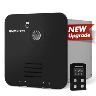 RVPart Pro RV Tankless Water Heater 60,000 BTU, Propane-Powered, with 15"×15"Black Door and Remote Control, 12V DC, Compatible with All RVs