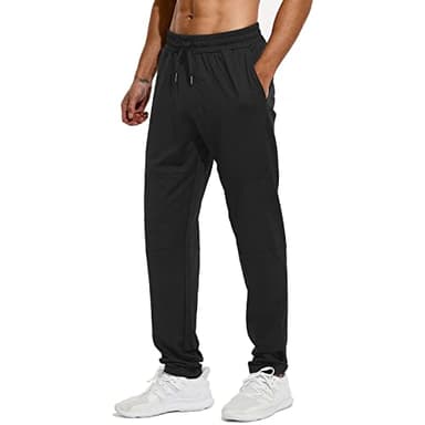 HODOSPORTS 32"/34"/36"/38"/40" Inseam Tall Mens Sweatpants Zipper Pocket Extra Tall Joggers Workout Pants Black-34-M