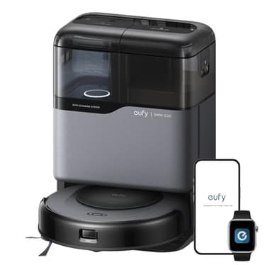 eufy Robot Vacuum Omni C20, 7,000 Pa, 60 Days Self Emptying, Auto Mop Washing, Auto Drying, 3.35" Ultra Slim, Transparent Tanks, Robot Vacuum and Mop Combo
