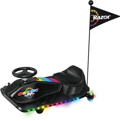 Crazy Cart Shift Lightshow Drifting Go Kart for Kids by Razor Multicolor LED Lights, Power Core Hub Motor, Variable Speed Foot Pedal