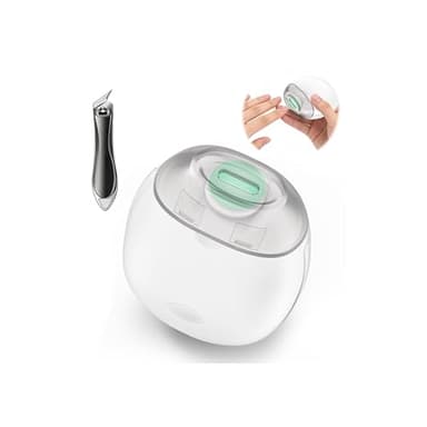 Electric Nail Clipper with Ingrown Nail Clipper, 2 in 1 Nail Trimmer (with LED Light & Storage Box), Portable 3 Speeds Electric Toenail Clippers, Suitable for Kids, Adults and Seniors, White