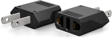 Unidapt US Canada Mexico Travel Plug Adapter, European to US Plug Adapter, Universal Outlet Adapters, 2-Pack EU to US Adaptor, Europe to USA, Type A Pin Converter, Black